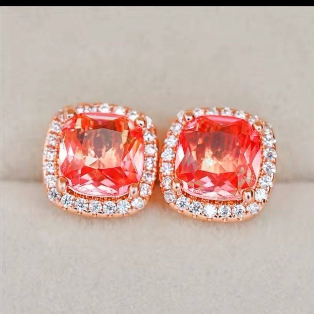 Rose Gold Champagne Diamond Studs New in gift box